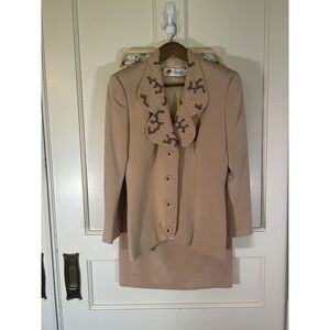 Vintage 90s S. Balian Designs Couture Women’s Silk Skirt Suit Beaded Size 8